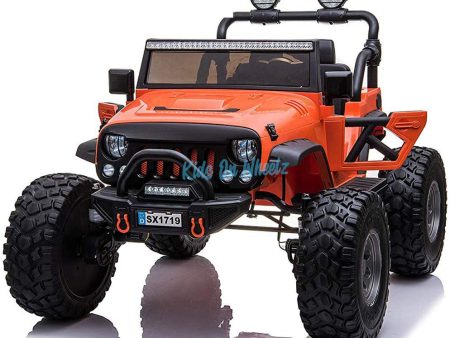 Lifted Jeep Monster Edition Ride On Car 12V 2 Seater Orange - Kids On Wheelz Online now