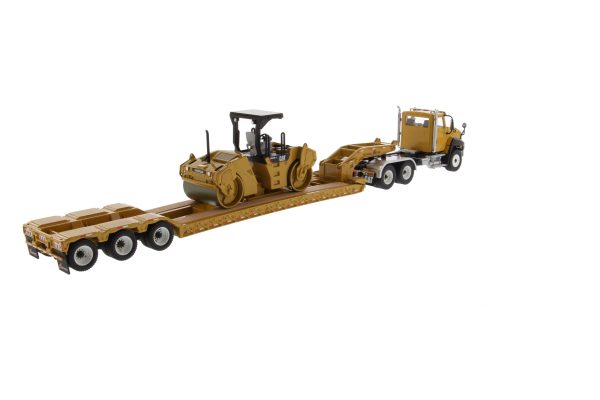 1:50 Cat® CT660 Day Cab Tractor & XL120 Low-Profile HDG Trailer with Cat® CB-534D XW Vibratory Asphalt Compactor, 85601C Online Sale