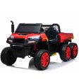 24V Farm Truck UTV 2 Seater 6 Wheels with Tipper Electric Kids  Ride-On Car with Parental Remote Controller Red-KOW on Sale