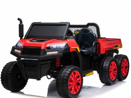 24V Farm Truck UTV 2 Seater 6 Wheels with Tipper Electric Kids  Ride-On Car with Parental Remote Controller Red-KOW on Sale