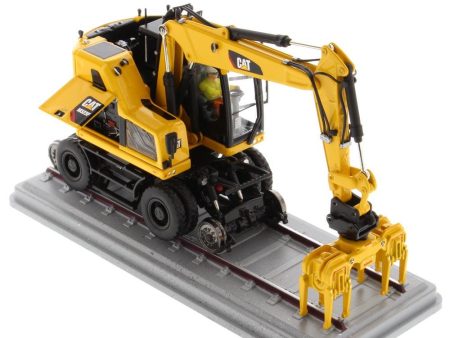 1:50 Cat® M323F Railroad Wheeled Excavator - Safety Yellow Version High Line Series, 85661 on Sale