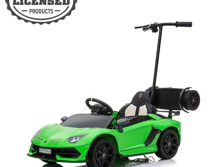 Lamborghini Aventador SVJ 12V Electric Ride-On Car for Kids with Parental Hoverboard Lime Green- Kids On Wheelz For Cheap